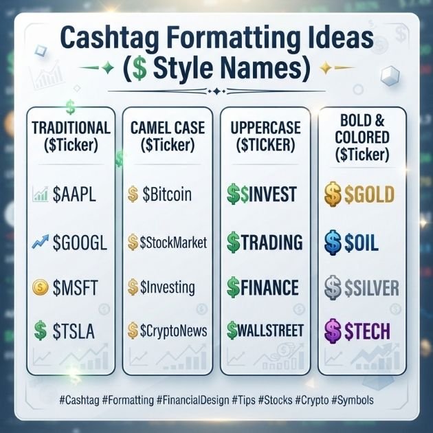 Cashtag Formatting Ideas ($ Style Names)
