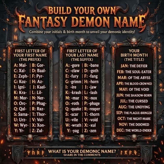 Build Your Own Fantasy Demon Name
