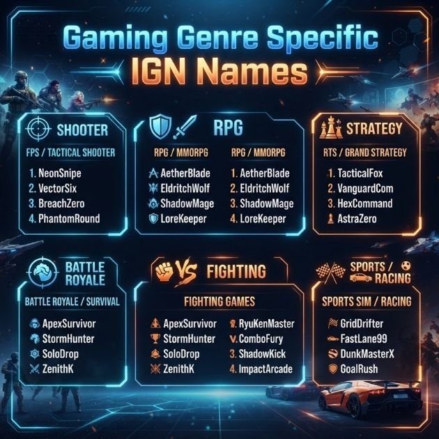 Gaming Genre Specific IGN Names