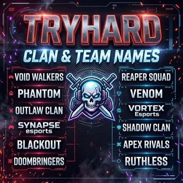 Tryhard Clan & Team Names