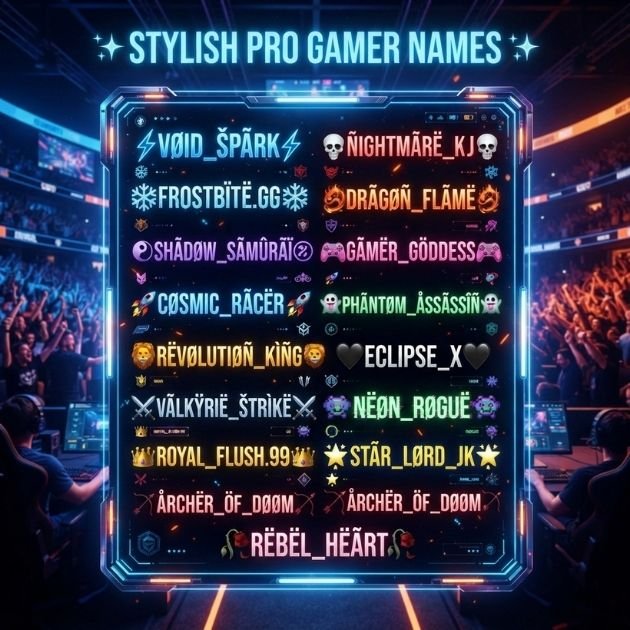 ✨ Stylish pro gamer names