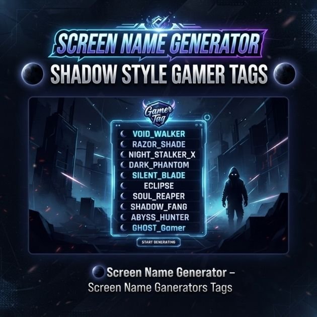 🌑 Screen Name Generator – Shadow Style Gamer Tags