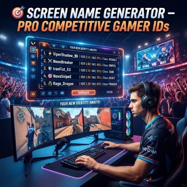 🎯 Screen Name Generator – Pro Competitive Gamer IDs