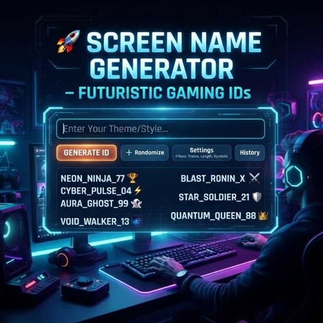 🚀 Screen Name Generator – Futuristic Gaming IDs