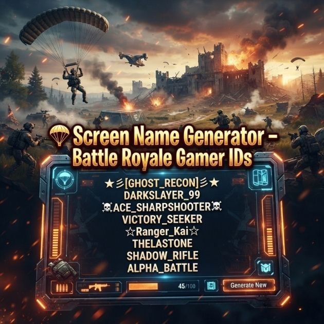 🪂 Screen Name Generator – Battle Royale Gamer IDs